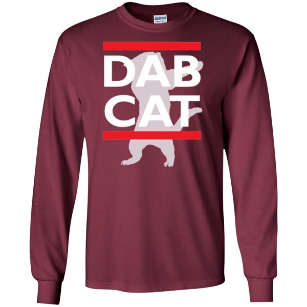 dab cat shirt long sleeve - maroon