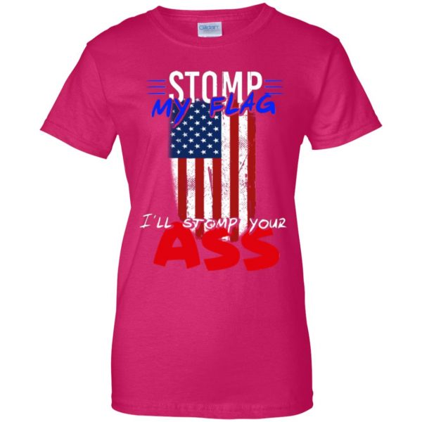 stomp my flag shirt womens t shirt - lady t shirt - pink heliconia
