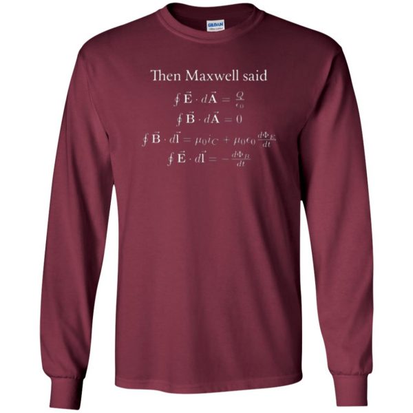 maxwell equations t shirt long sleeve - maroon