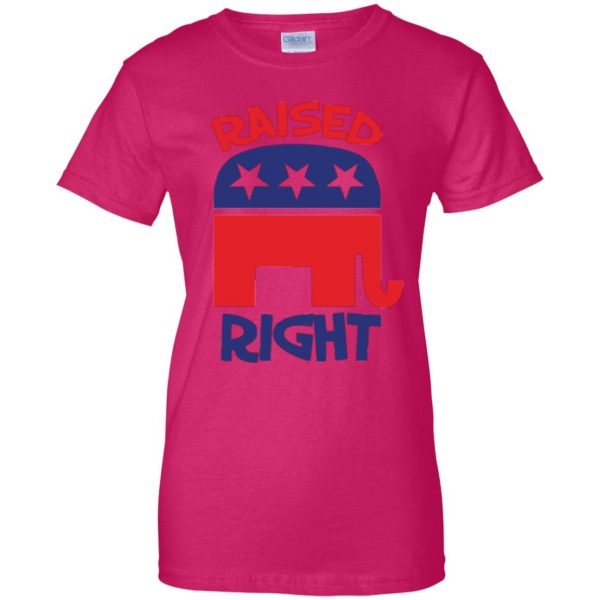 raised right republican shirt womens t shirt - lady t shirt - pink heliconia
