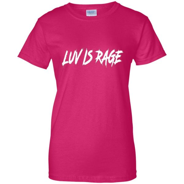 luv is rage shirt womens t shirt - lady t shirt - pink heliconia