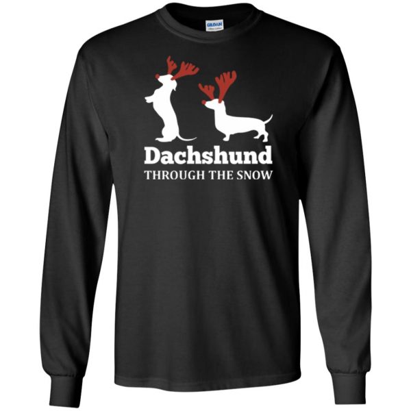 dachshund through the snow shirt long sleeve - black