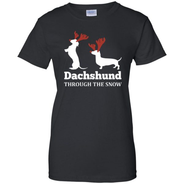 dachshund through the snow shirt womens t shirt - lady t shirt - black