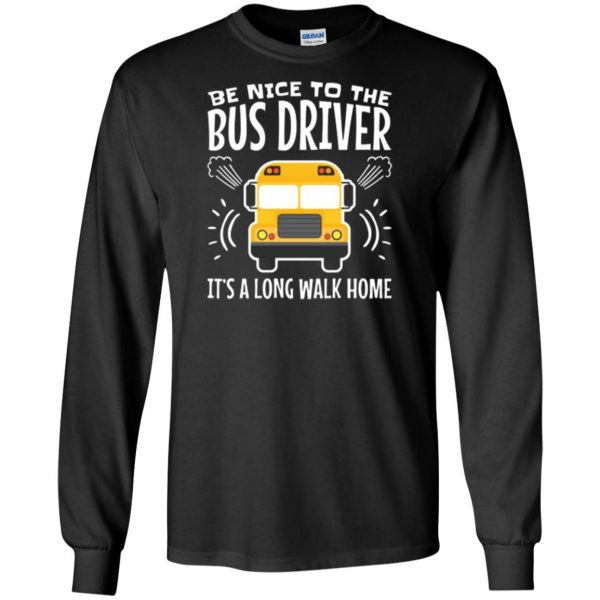 school bus driver t shirts long sleeve - black