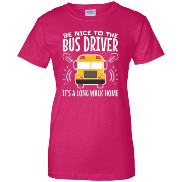school bus driver t shirts womens t shirt - lady t shirt - pink heliconia