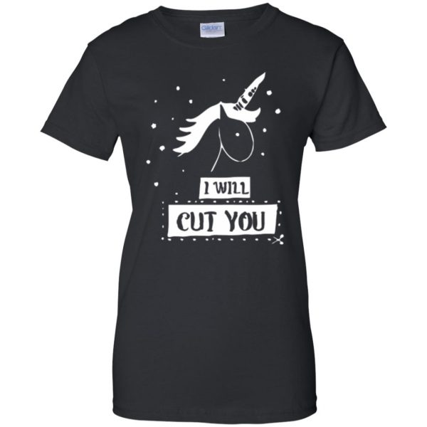 i will cut you unicorn shirt womens t shirt - lady t shirt - black