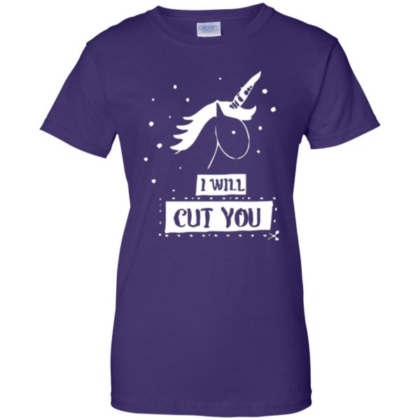 i will cut you unicorn shirt womens t shirt - lady t shirt - purple