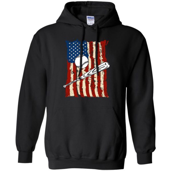 baseball flag shirt hoodie - black