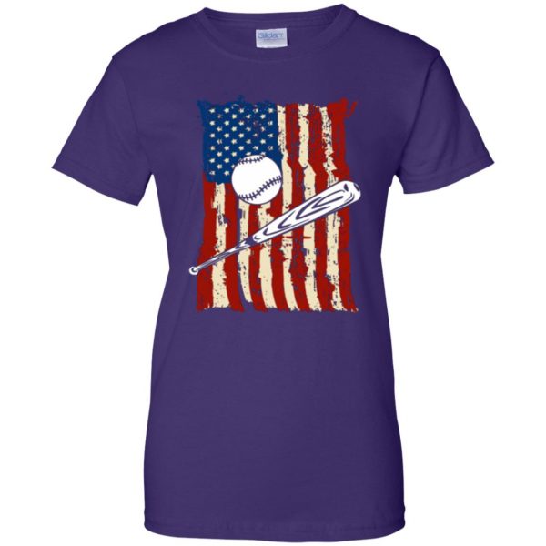 baseball flag shirt womens t shirt - lady t shirt - purple