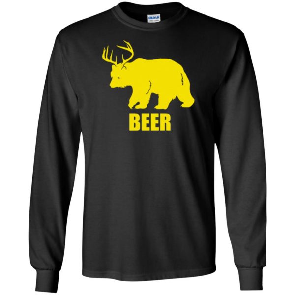 beer bear deer shirt long sleeve - black