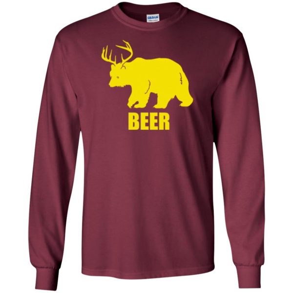 beer bear deer shirt long sleeve - maroon