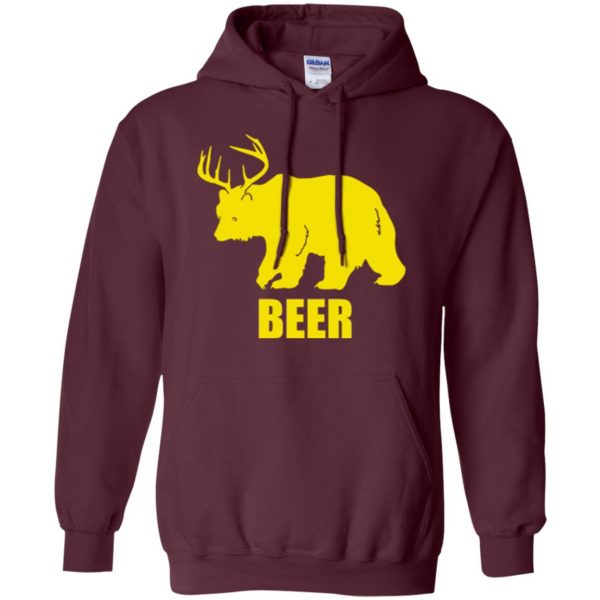beer bear deer shirt hoodie - maroon