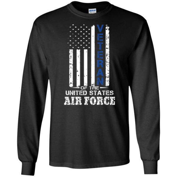 air force veteran shirt long sleeve - black