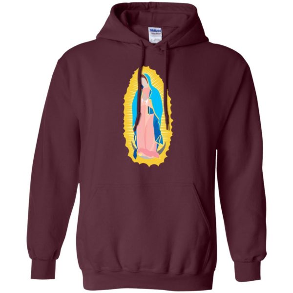 our lady of guadalupe t shirt hoodie - maroon