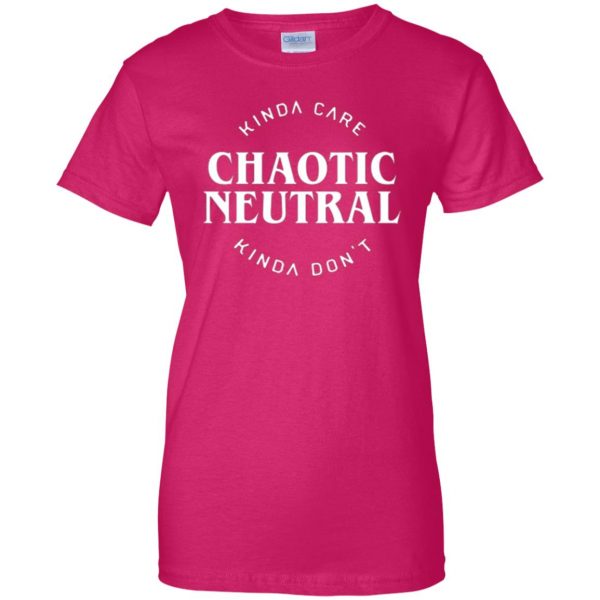 chaotic neutral tshirt womens t shirt - lady t shirt - pink heliconia