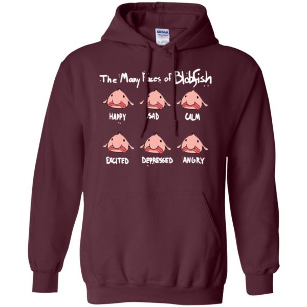 blobfish t shirt hoodie - maroon