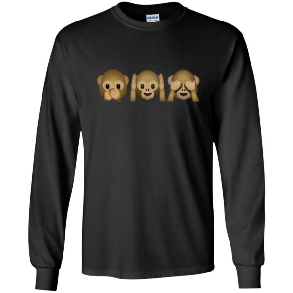 monkey emoji shirt long sleeve - black