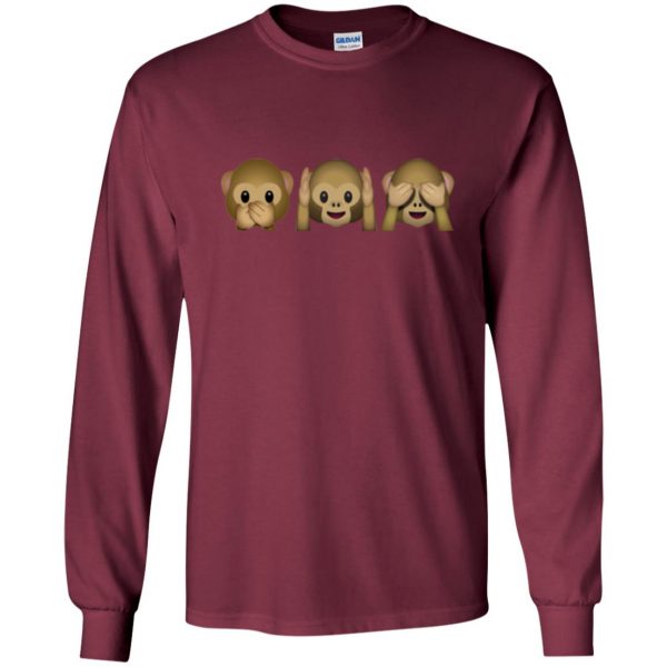 monkey emoji shirt long sleeve - maroon