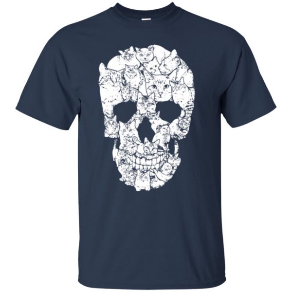 skull cats shirt t shirt - navy blue