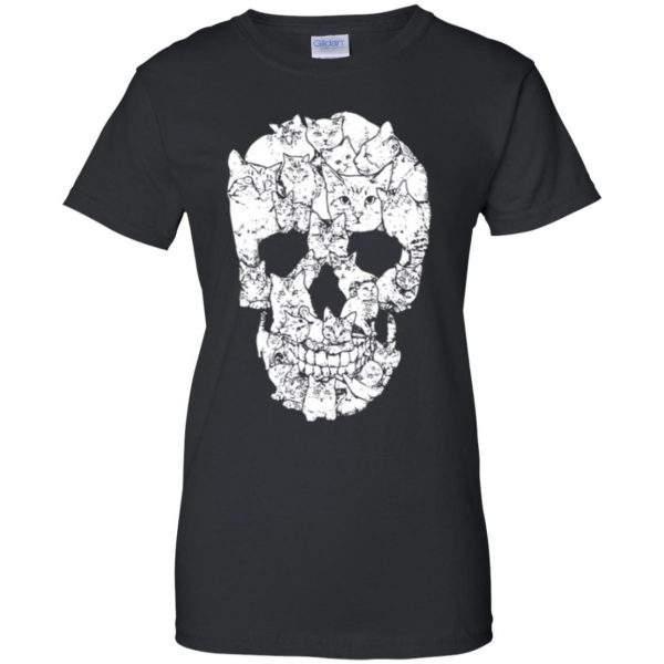 skull cats shirt womens t shirt - lady t shirt - black