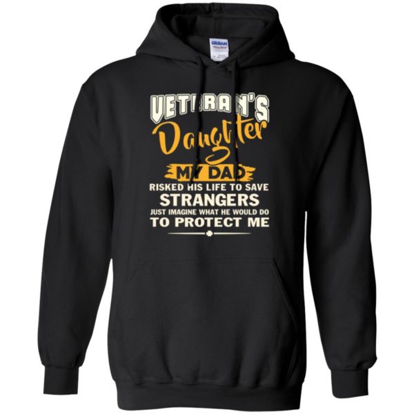 veterans daughter t shirt hoodie - black