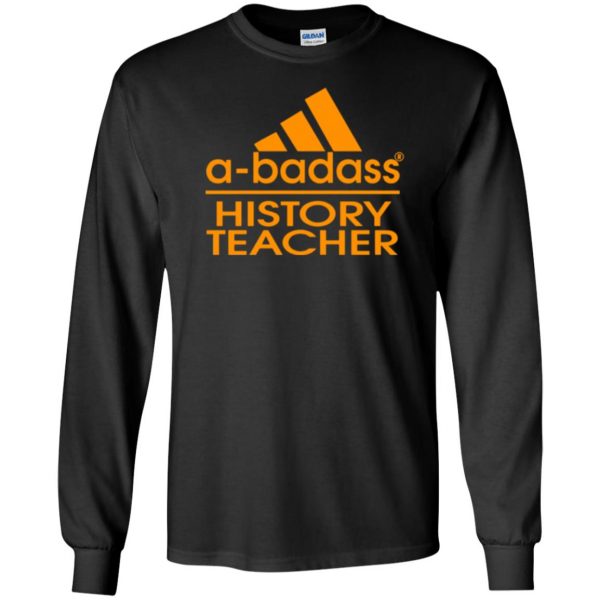 history teacher shirts long sleeve - black