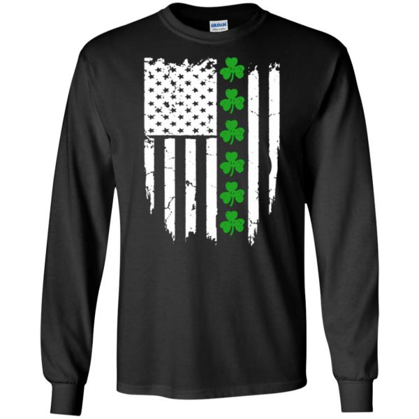 irish american flag shirt long sleeve - black