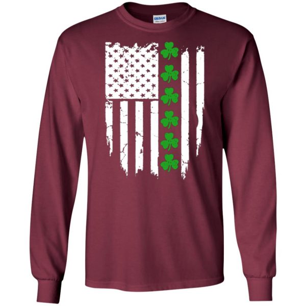 irish american flag shirt long sleeve - maroon