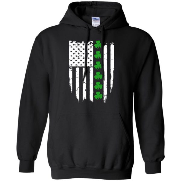 irish american flag shirt hoodie - black