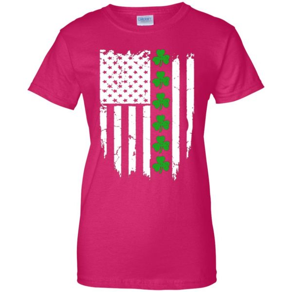 irish american flag shirt womens t shirt - lady t shirt - pink heliconia