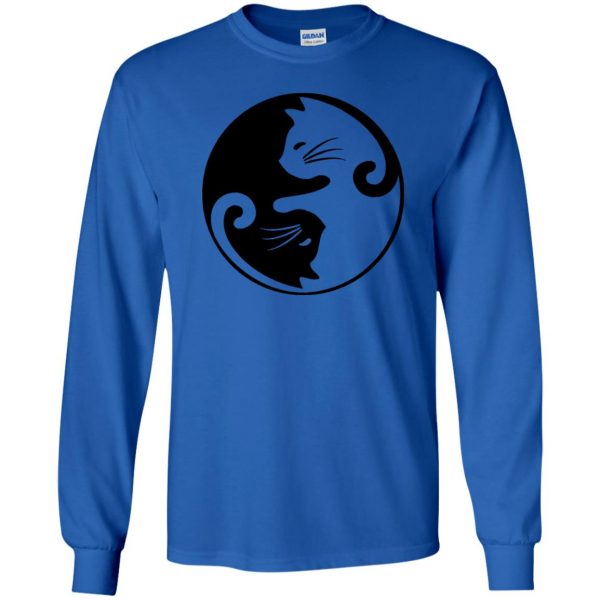 yin yang cat shirt long sleeve - royal blue