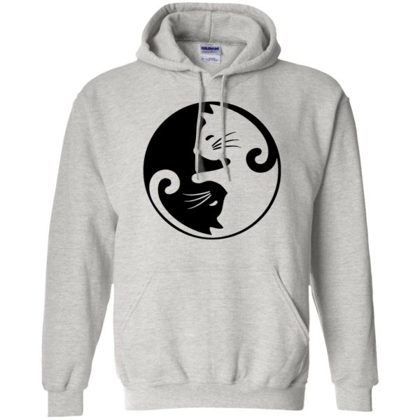 yin yang cat shirt hoodie - ash