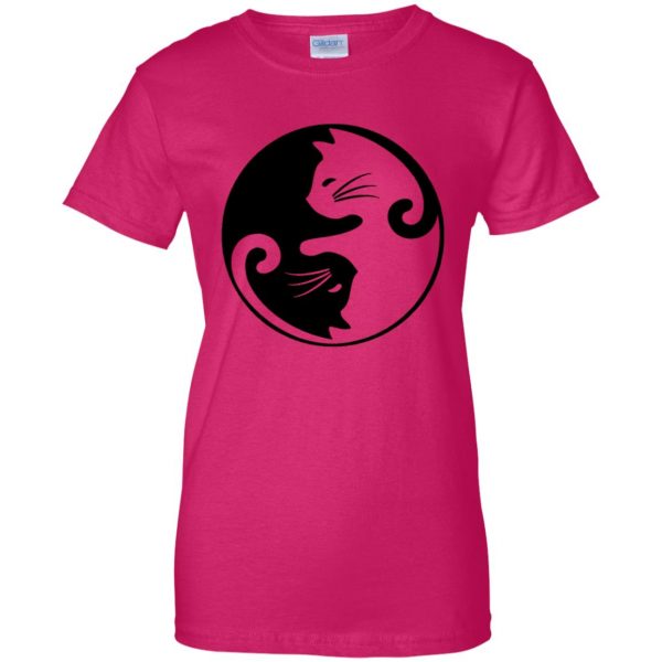 yin yang cat shirt womens t shirt - lady t shirt - pink heliconia