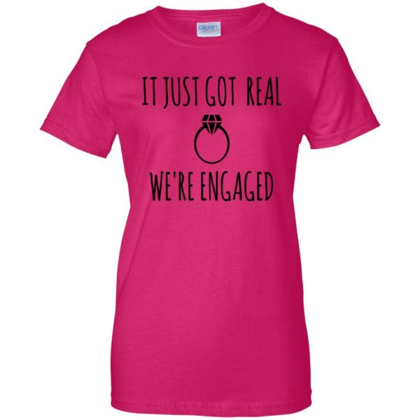 just engaged shirts womens t shirt - lady t shirt - pink heliconia