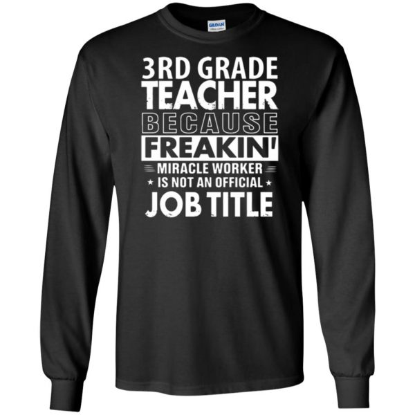 third grade teacher shirts long sleeve - black