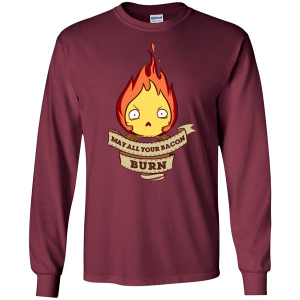 may all your bacon burn shirt long sleeve - maroon