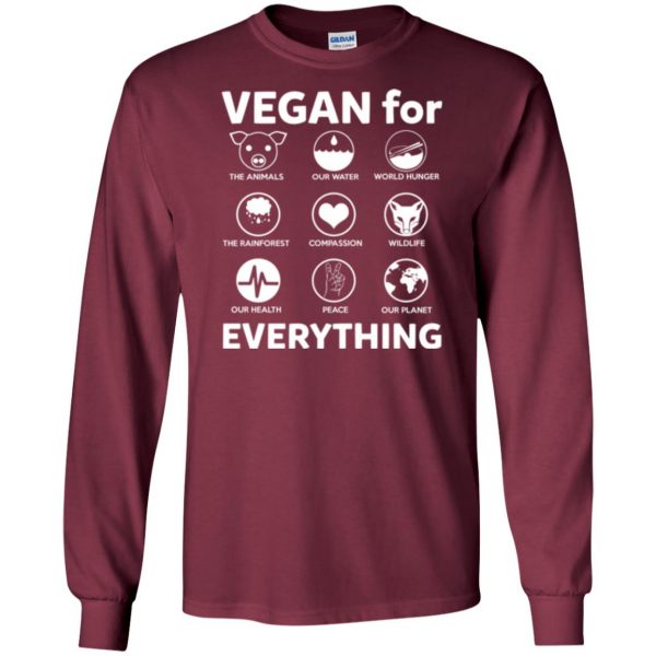vegan compassion shirt long sleeve - maroon