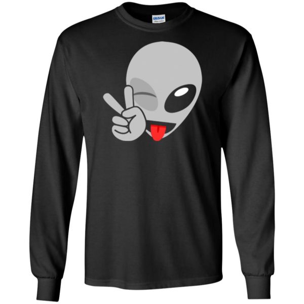 alien emoji shirt long sleeve - black