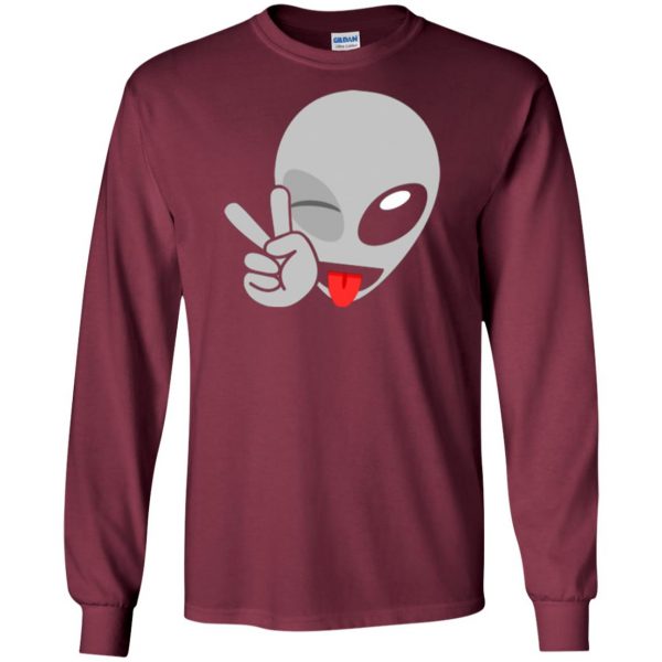 alien emoji shirt long sleeve - maroon