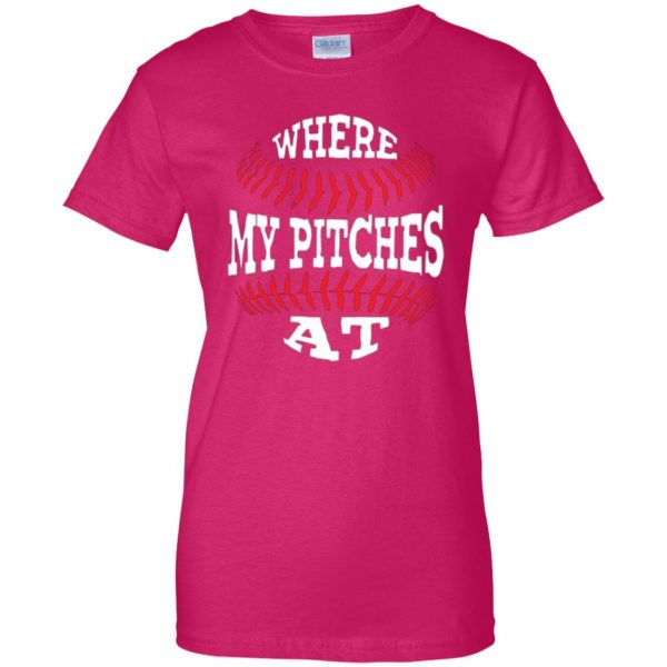 where my pitches at shirt womens t shirt - lady t shirt - pink heliconia