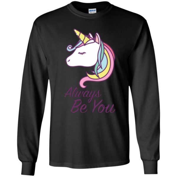 always be you unicorn shirt kids long sleeve - black
