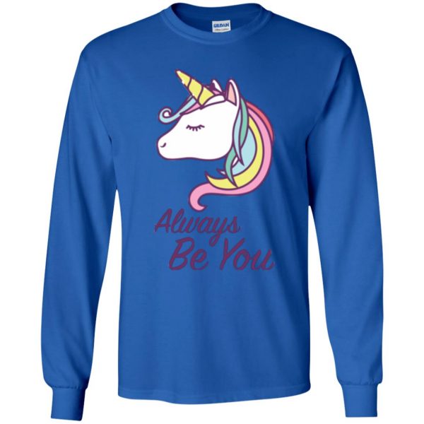 always be you unicorn shirt kids long sleeve - royal blue