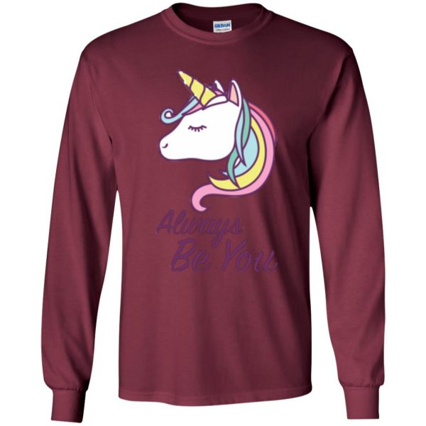 always be you unicorn shirt kids long sleeve - maroon