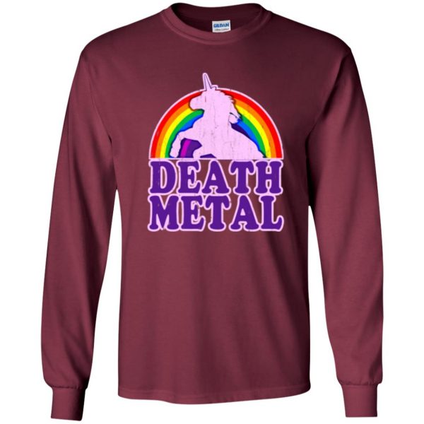 rainbow death metal shirt kids long sleeve - maroon