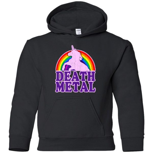 rainbow death metal shirt kids hoodie - black