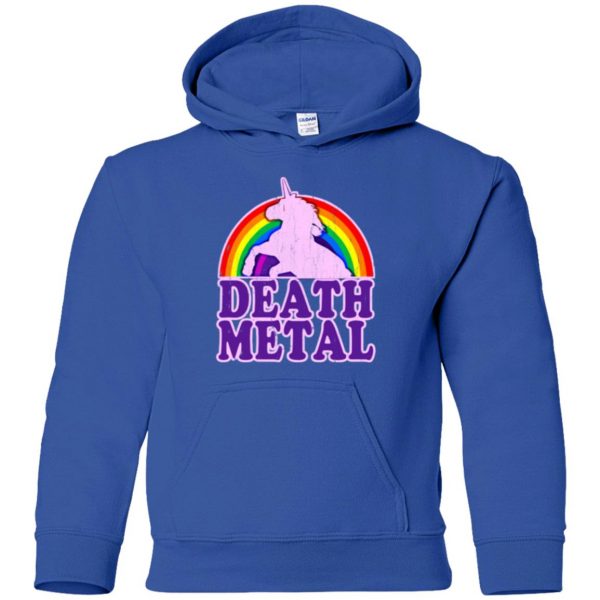 rainbow death metal shirt kids hoodie - royal blue