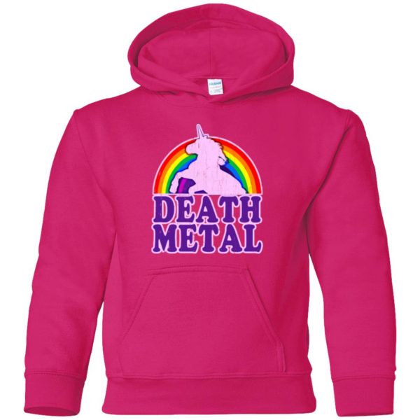 rainbow death metal shirt kids hoodie - pink heliconia