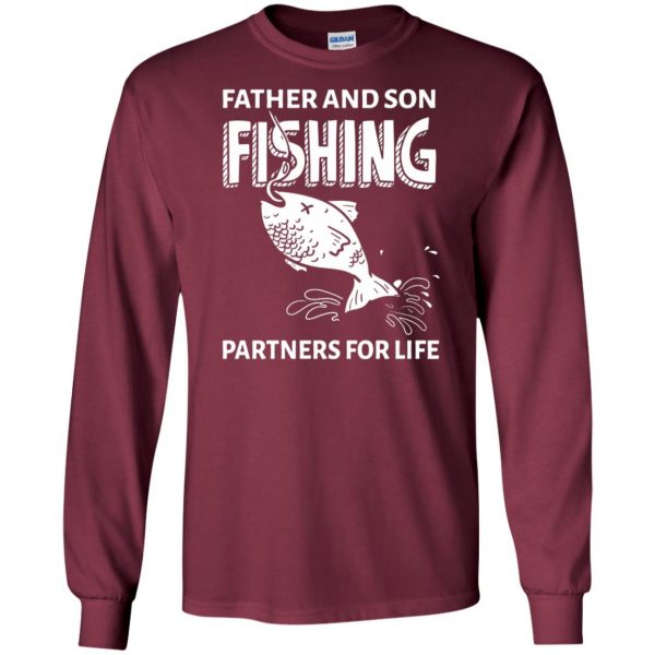 father son fishing long sleeve - maroon