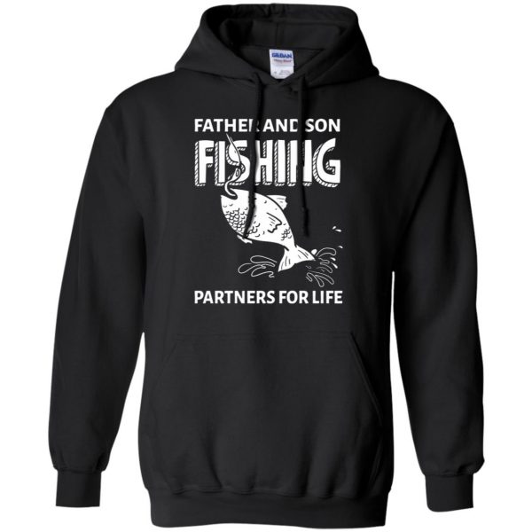 father son fishing hoodie - black