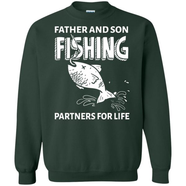 father son fishing sweatshirt - forest green